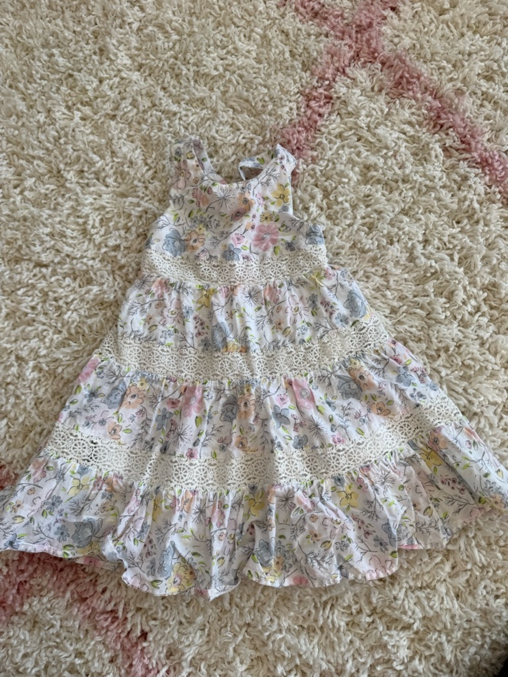 Tommy Bahama Toddler Girl White Floral Lace Tiered Dress 3T